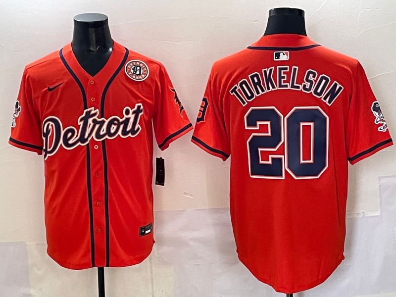 Men 2025 Detroit Tigers #20 Torkelson Orange Nike MLB Jersey style 06->new york yankees->MLB Jersey